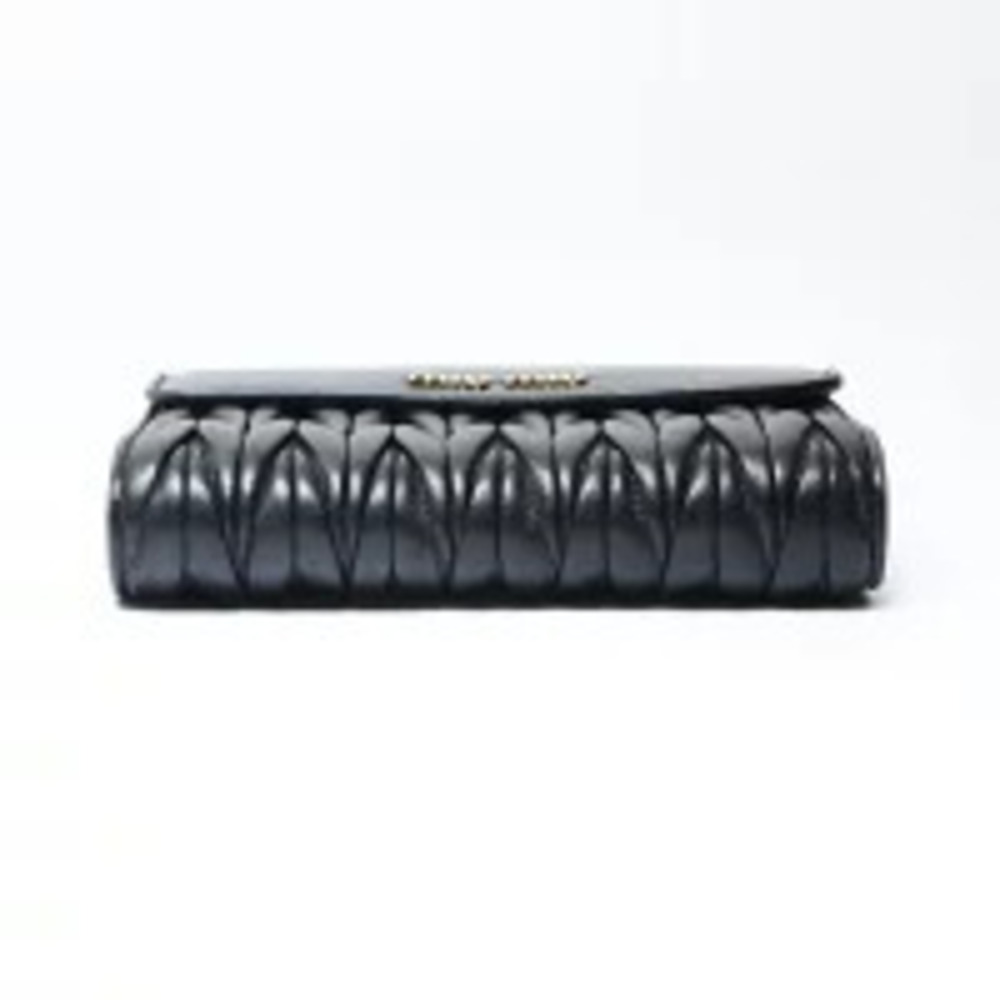 Miu Miu Leather Matelasse Tri fold Wallet Black - Picture 6 of 10